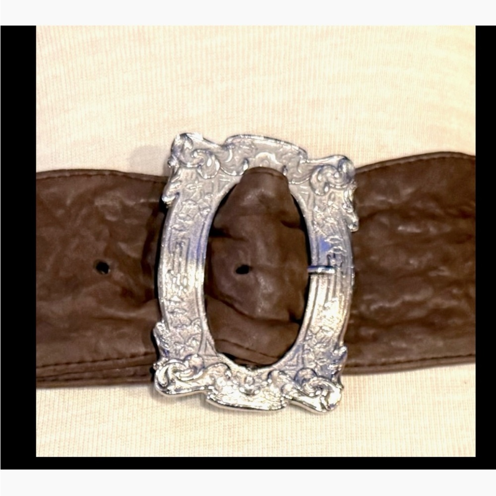 B-Low The Belt Wide Brown Embossed Leather Belt Size XS